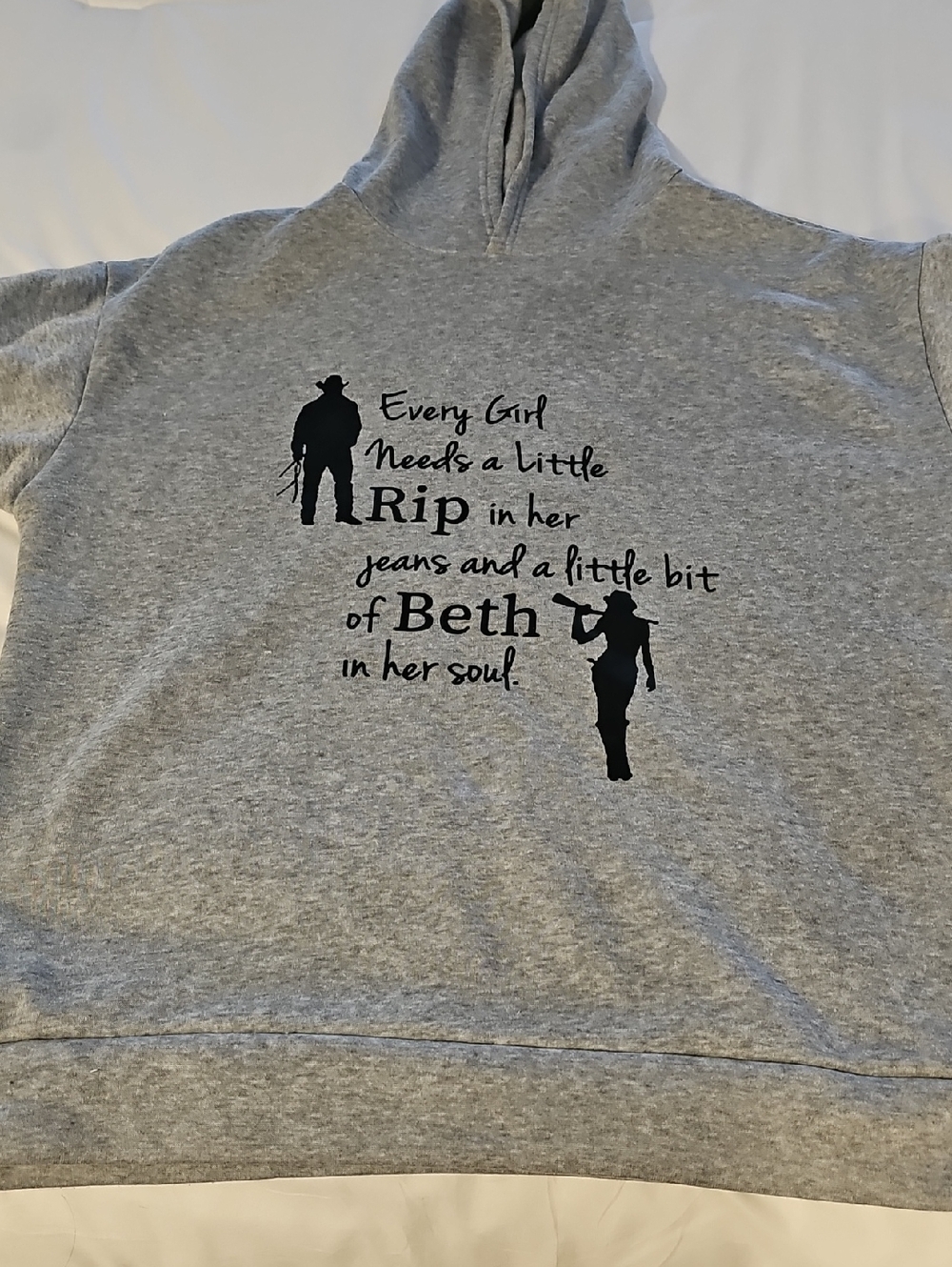 Gray  Hoodie with Black Graphic "Beth"